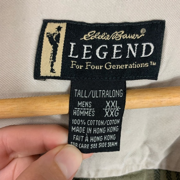 Eddie Bauer Legend Bainbridge Plaid Flannel Button Front Shirt XXL TALL *FLAWED - Picture 3 of 12